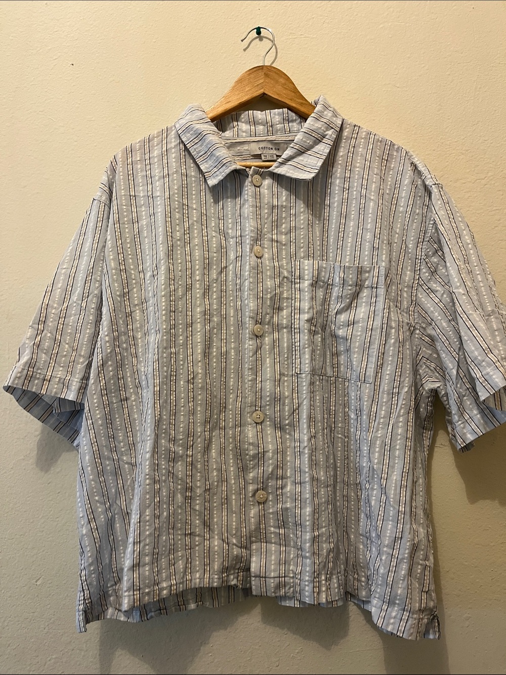 Cotton On Light Blue Striped Casual Button Down Shirt men’s xxl